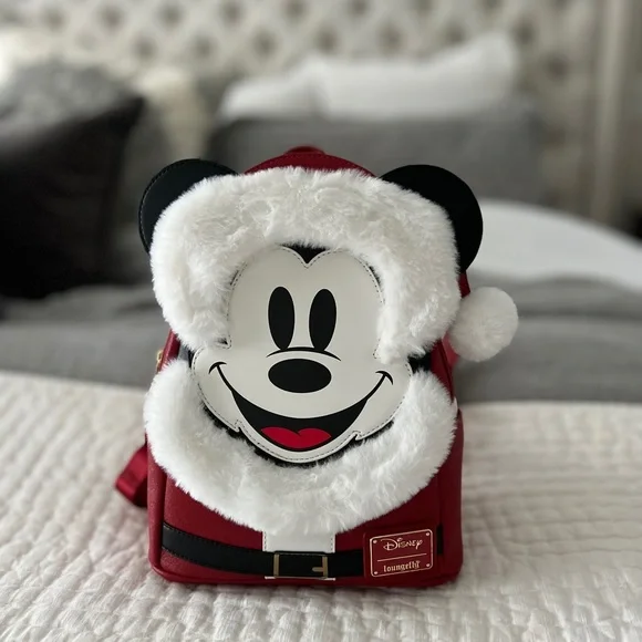 Disney Parks 2022 Loungefly Santa Mickey Pumpkin Backpack New Halloween Loungefly Backpack Featuring Mickey and  main image 3
